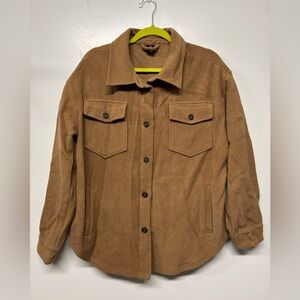 WOOLX Women's Brown Button-Up Shacket Size Large